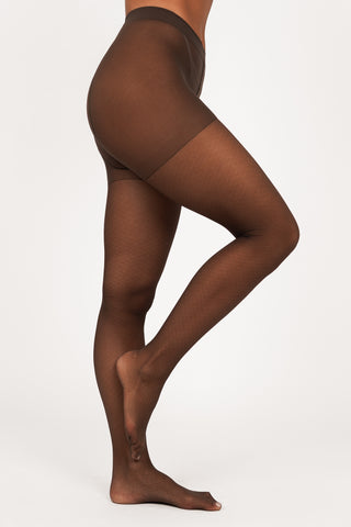 Tights 40 denier checked brown - Nela