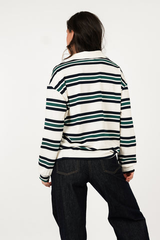 Striped beige/green polo sweater - Cato