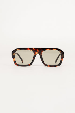 Retro pilot goggles leopard print brown - Veda