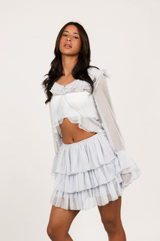 Ruffle top mesh blue - Tirza