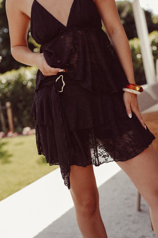 Ruffle top met kant zwart - Lian