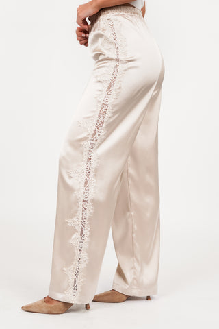 Satin trousers with lace beige - Vajen