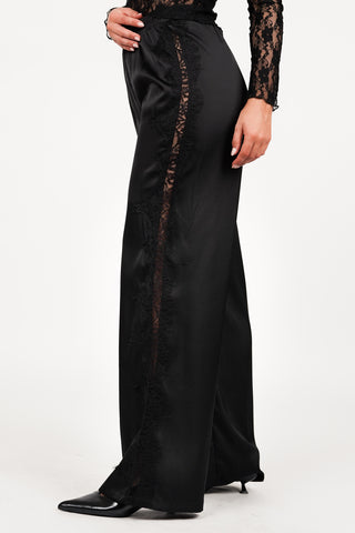 Satin Trousers with Lace Black - Vajen