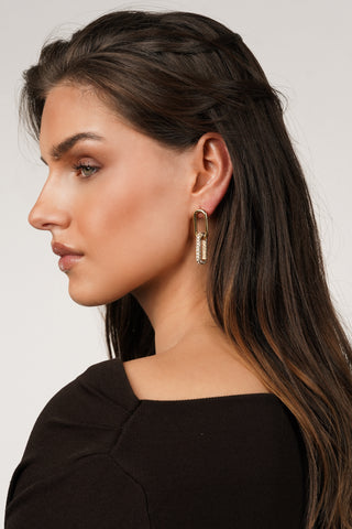 Interchangeable earrings with rhinestones gold - Liora