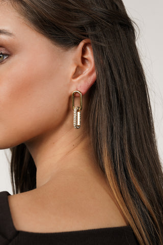 Interchangeable earrings with rhinestones gold - Liora