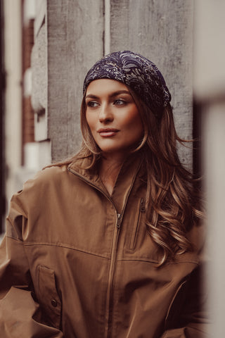 Sjaal met paisley print blauw - Cheryl