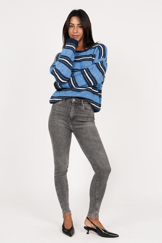 Skinny jeans high waist grey - Delena