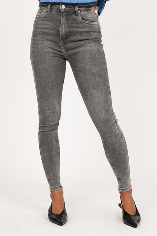 Skinny jeans high waist grey - Delena