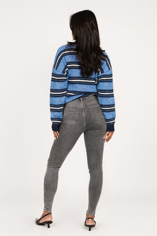 Skinny jeans high waist grey - Delena
