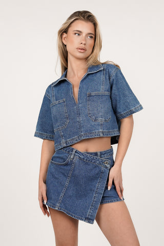 Skort women's denim dark blue - Xaja