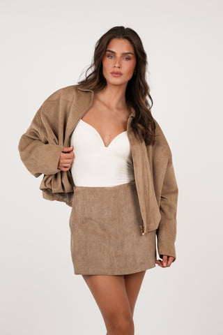 Skort women's suede camel - Lucy