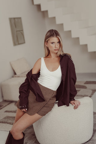 Camel houndstooth skort - Mina