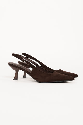 Slingback Pumps Suede Brown - Livee