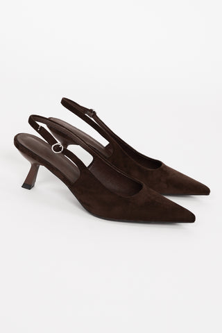 Slingback Pumps Suede Brown - Livee