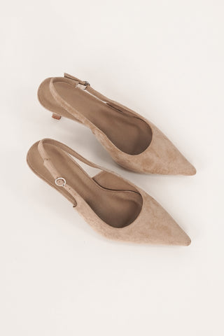 Slingback-Pumps Wildleder Khaki - Livee