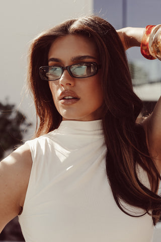 Slim sunglasses with clear lenses brown - Grace