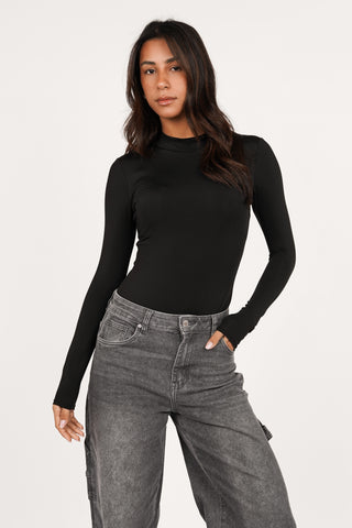 Soft high neck bodysuit black - Carly