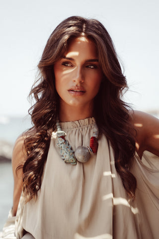 Statement ketting bedels turquoise - Hailey