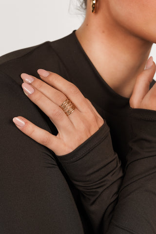 Statement ring stacked gold - Fiona