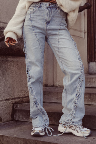 Straight leg jeans with braided details - Darlie
