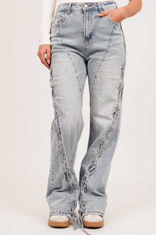 Straight leg jeans with braided details - Darlie
