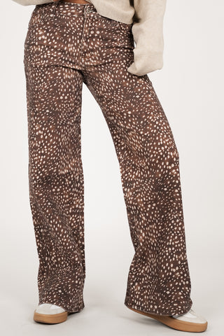 Straight leg jeans met print bruin - Kensi