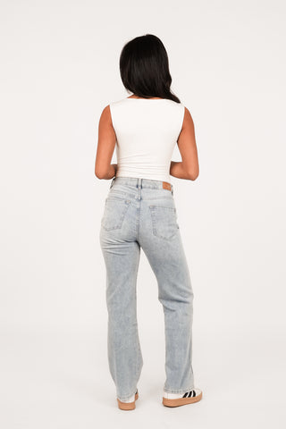 Straight leg jeans with blue stripes - Stacy