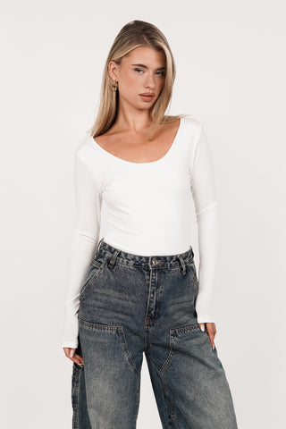 Long-sleeved stretch body white - Bloom