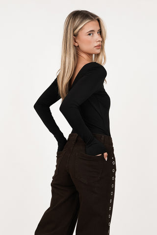 Stretch long sleeve body black - Bloom