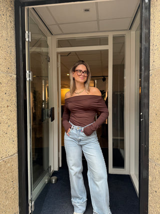 Stretch top with long sleeves brown - Carry