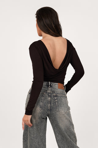 Rhinestone top with open back black - Myrthe