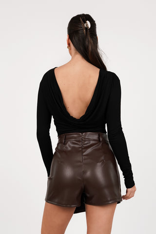 Rhinestone top with open back black - Myrthe