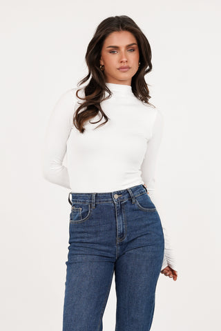 Stretch top with pleats white - Ellen
