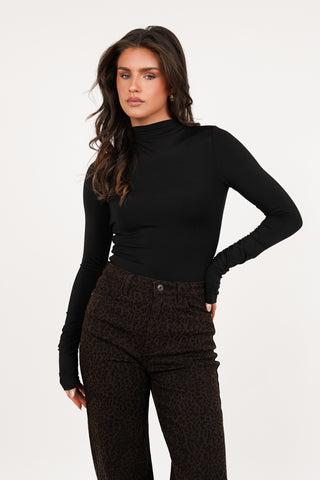 Pleated stretch top black - Ellen