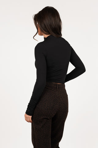 Pleated stretch top black - Ellen