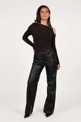 Stretchy body with gold detail brown - Floor