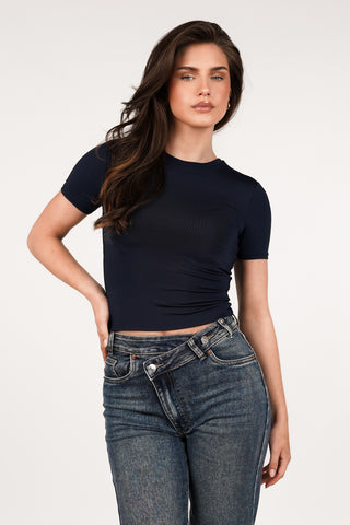 T-shirt stretch short sleeve navy - Sammy