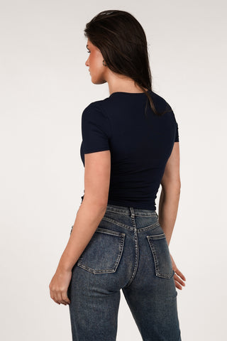 T-shirt stretch short sleeve navy - Sammy