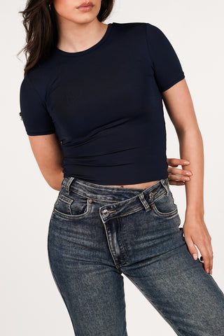 T-shirt stretch short sleeve navy - Sammy