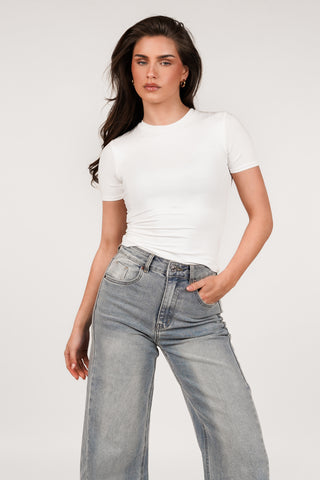 T-shirt stretch short sleeve white - Sammy