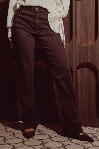 Tall straight leg jeans bruin - Biba