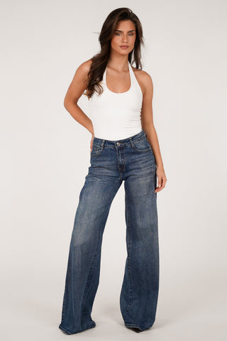 Tall wide leg jeans acid wash blue - Macy