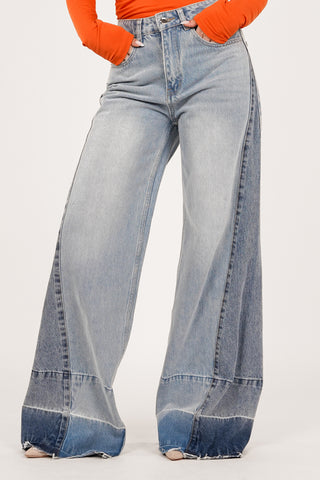 Tall wide leg jeans with blue panels - Payton
