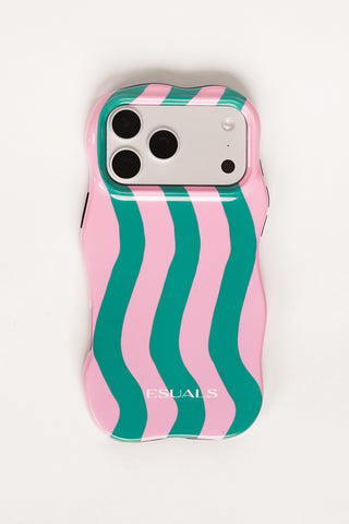 Phone case iPhone striped pink/green - Lesley