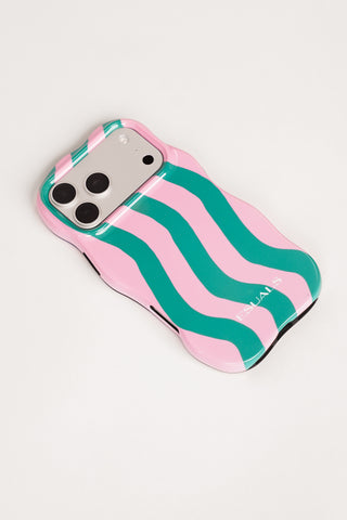 Phone case iPhone striped pink/green - Lesley