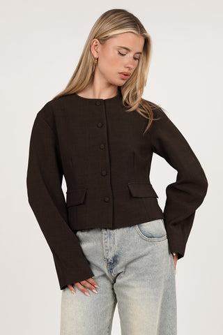 Tight-fitting button-up top brown - Aylin