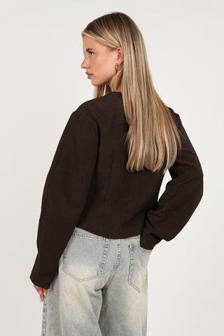 Tight-fitting button-up top brown - Aylin