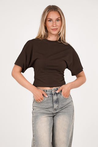 Tshirt dames cropped bruin - Puck