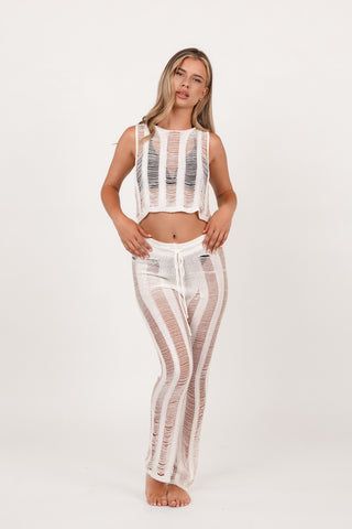 Petite two piece set knitted white - Miami