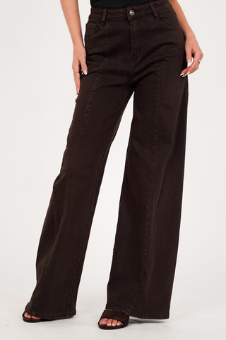 Tall wide leg jeans bruin - Katy